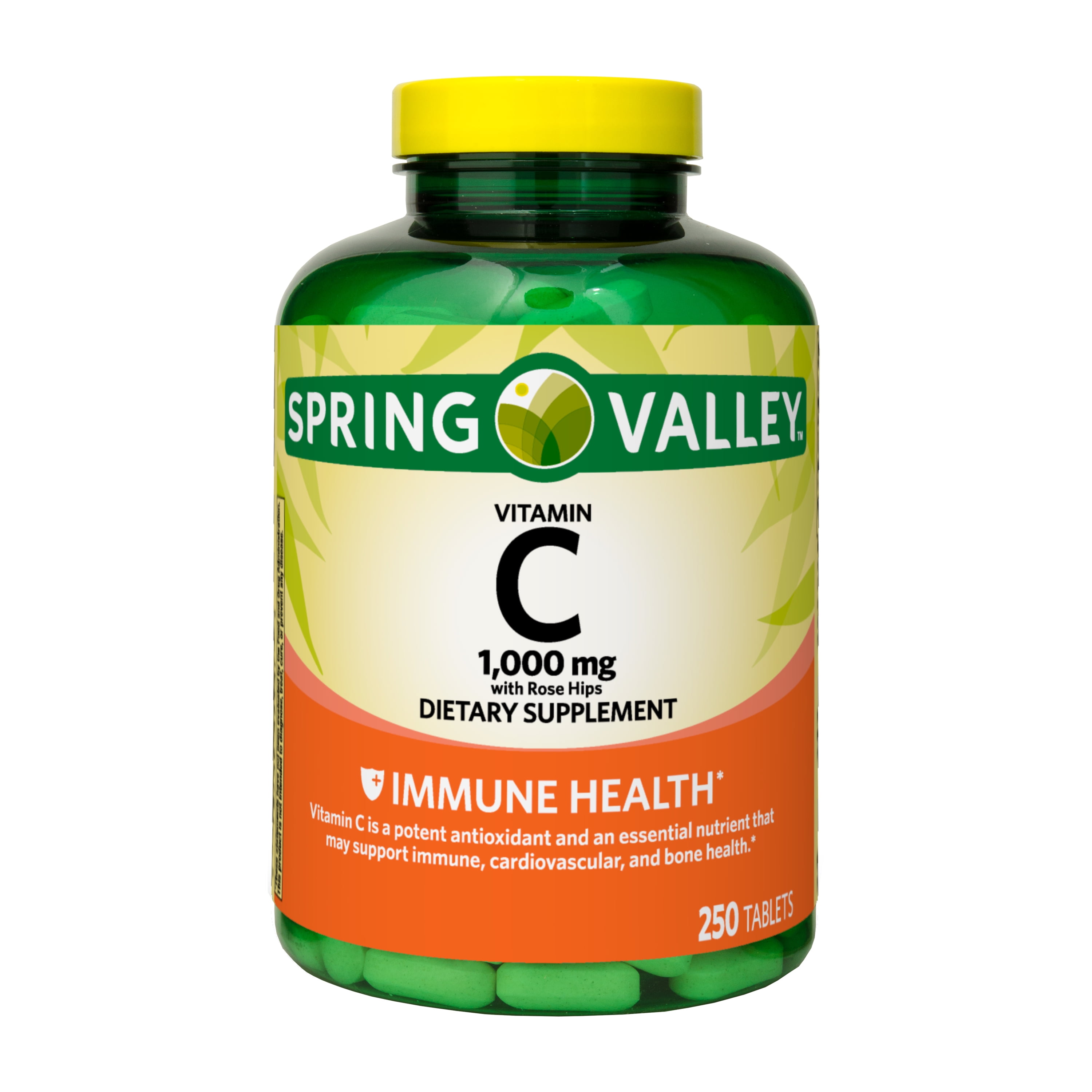 Spring Valley Vitamin C with Rose Hips Tablets Dietary Supplement, 1,000 mg, 250 Count