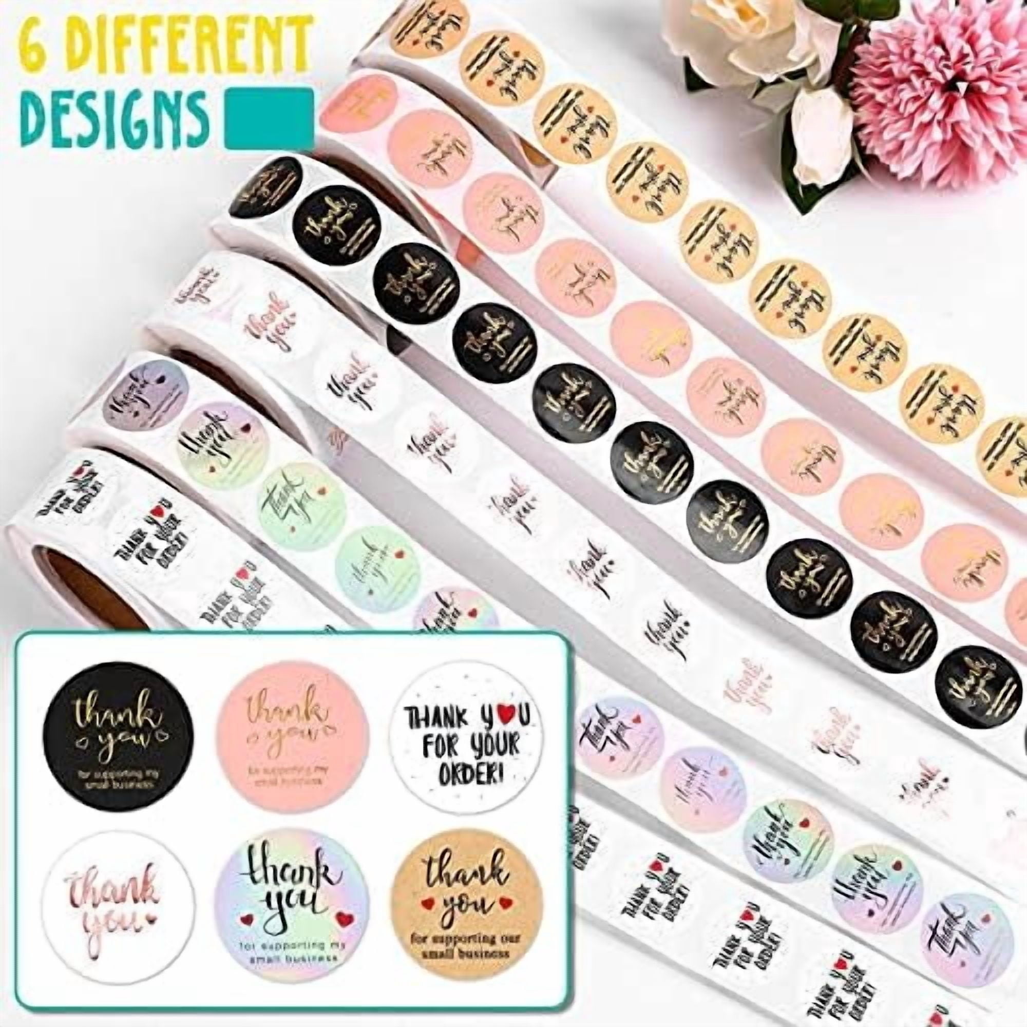 3000Pcs 1Inch Thank You Stickers, 6Rolls Thank You for Supporting My Small Business Stickers Handmand Thank You for Your Order Stickers Labels Packing Supplies for Baking Envelopes Gift Wraps Crafts