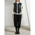 thumbnail image 2 of xiaxaixu Women Baseball Jacket, Long Sleeve Baseball Collar Zipper Closure Patchwork Varsity Jacket Fall Clothes with Pockets, 2 of 6