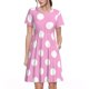 thumbnail image 1 of Balery Pink And White Polka Dot Vestidos sueltos de manga corta para mujer, vestidos de verano 2025, vestidos casuales de corte A con vuelo., 1 of 6