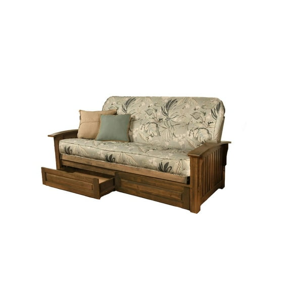 Kodiak Furniture Washington Frame-Rustic Walnut Finish-Takara Rain Mattress-Storage Drawers