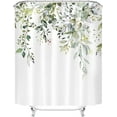 thumbnail image 4 of Green Eucalyptus Shower Curtain Sets, Watercolor Leaves on The Top Plant with Floral Bathroom Decoration 72x84 Inch with Hooks, 4 of 6