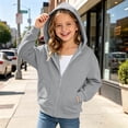 thumbnail image 2 of YWIYIUD Baby Girls Zip Hoodies Sweatshirt Kids Fleece Fall Fashion Long Sleeve Workout Hooded Sweatshirts Baby Girls Winter Fall Pullover Zip Up Oversized Drop Shoulder Tops Clothes 4-5 Years, 2 of 3