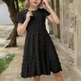 thumbnail image 6 of Mqqzkk Girls Girly Dress Flower Dots Ruffle Short Sleeve Twirly Cute Dresses Tiered Smocked Dress 3-14 Years Old Midi Dress, 6 of 9