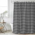 thumbnail image 2 of Small Stall Shower Curtain 36x78 Inch Narrow Half Size Buffalo Plaid Bath Curtains Bathroom Decor, Farmhouse Black White Checkered Vintage Rustic Fabric Shower Curtain Set with Hooks 36 Inch, 2 of 7