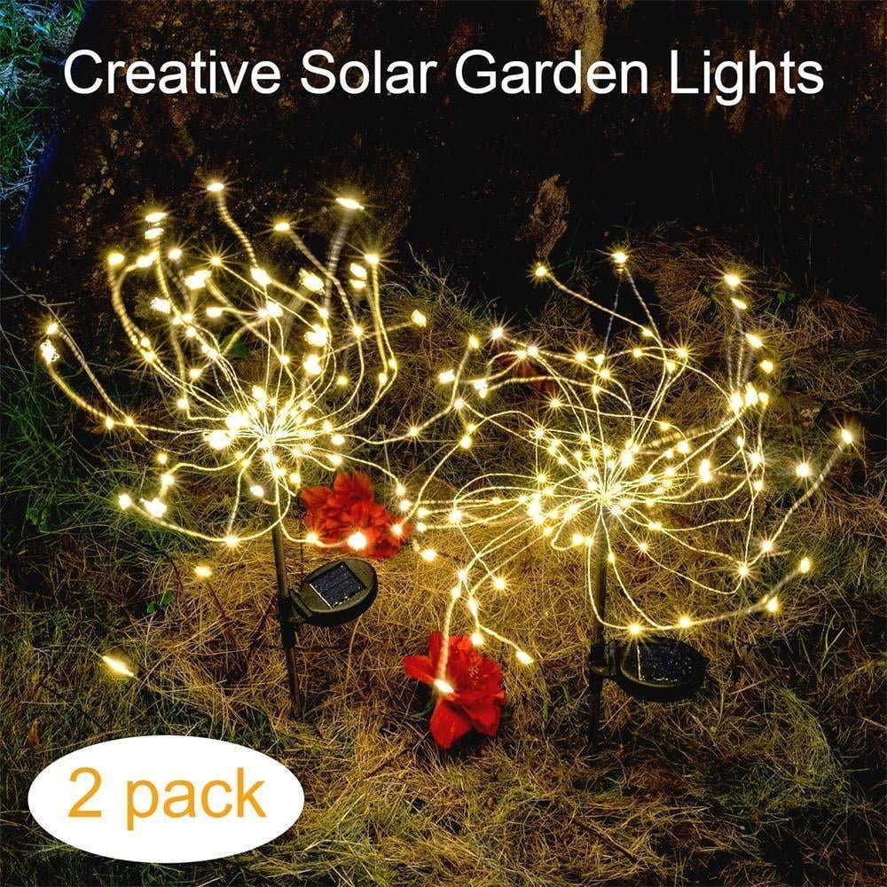 Solar Lights，Unique Fireworks Design Waterproof Lighting Fiber Optic DIY Lamps Outdoor Decorations Lights for Garden Pathway Commercial（WarmWhite）Boens 