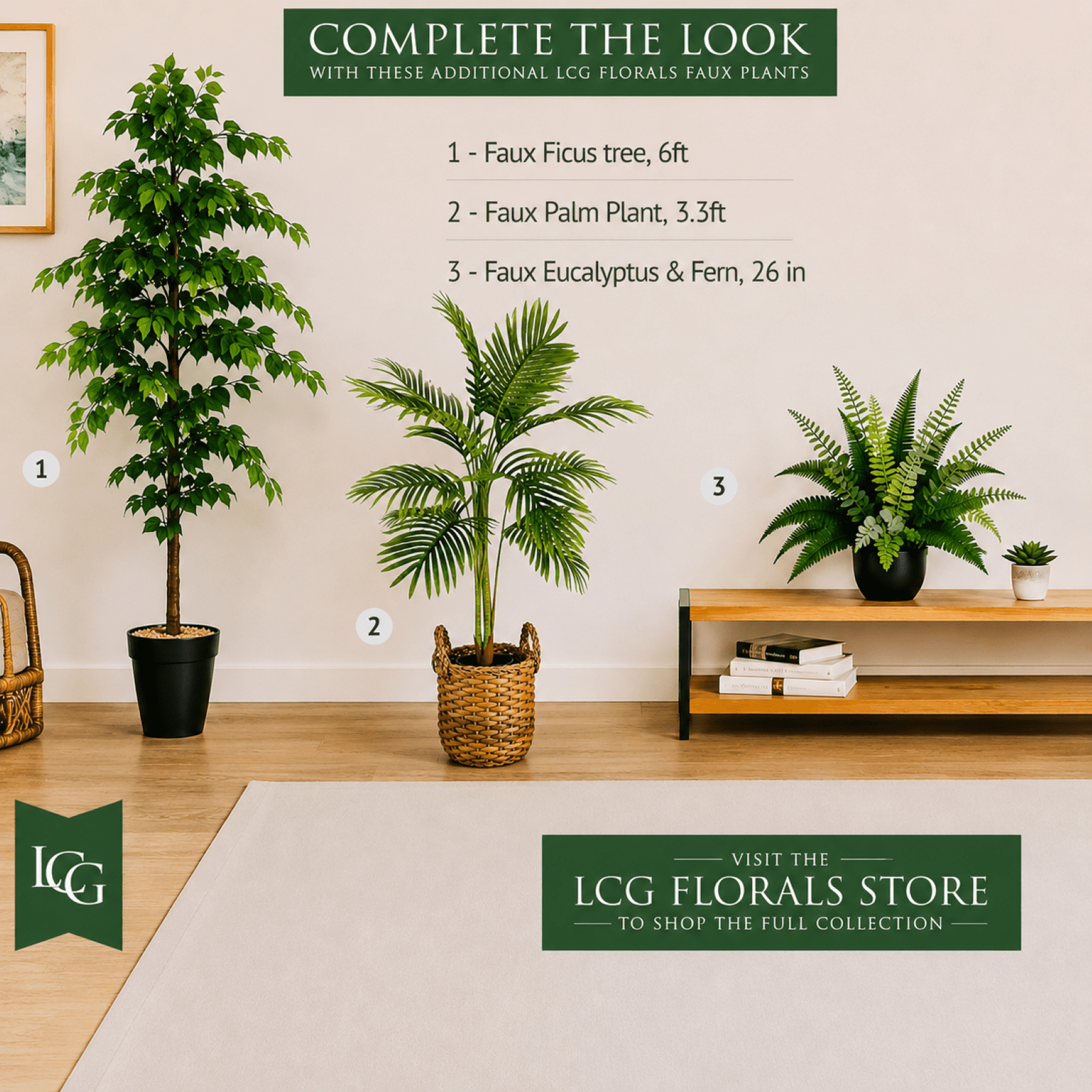 Artificial Plants, 3.3ft Artificial Palm Plant in Woven Handled Basket by LCG Florals, Faux Designer Fake Palm Tree Indoor for Home Décor Office Porch Patio Living Room Decor