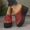 thumbnail image 4 of CHGBMOK Sandals Womens Summer New Solid Color Retro Thick Bottom Open Toe Beach Slippers Sizes 36-43, 4 of 9