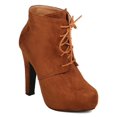 thumbnail image 1 of New Women DbDk Furry-7 Faux Suede Almond Toe Lace Up Platform Oxford Bootie, 1 of 5