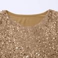 thumbnail image 7 of LWavelet Crew Neck Sequin Blouse Womens Plus Size 3/4 Puff Sleeve Asymmetric Hem Loose Fit Top Gold M, 7 of 7
