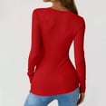 thumbnail image 5 of Long Sleeve Shirts for Women Henley Button Down Tops Ribbed Knit Slim Fit Fall Basic Tee 2025 Casual Trendy Clothes Red M, 5 of 6