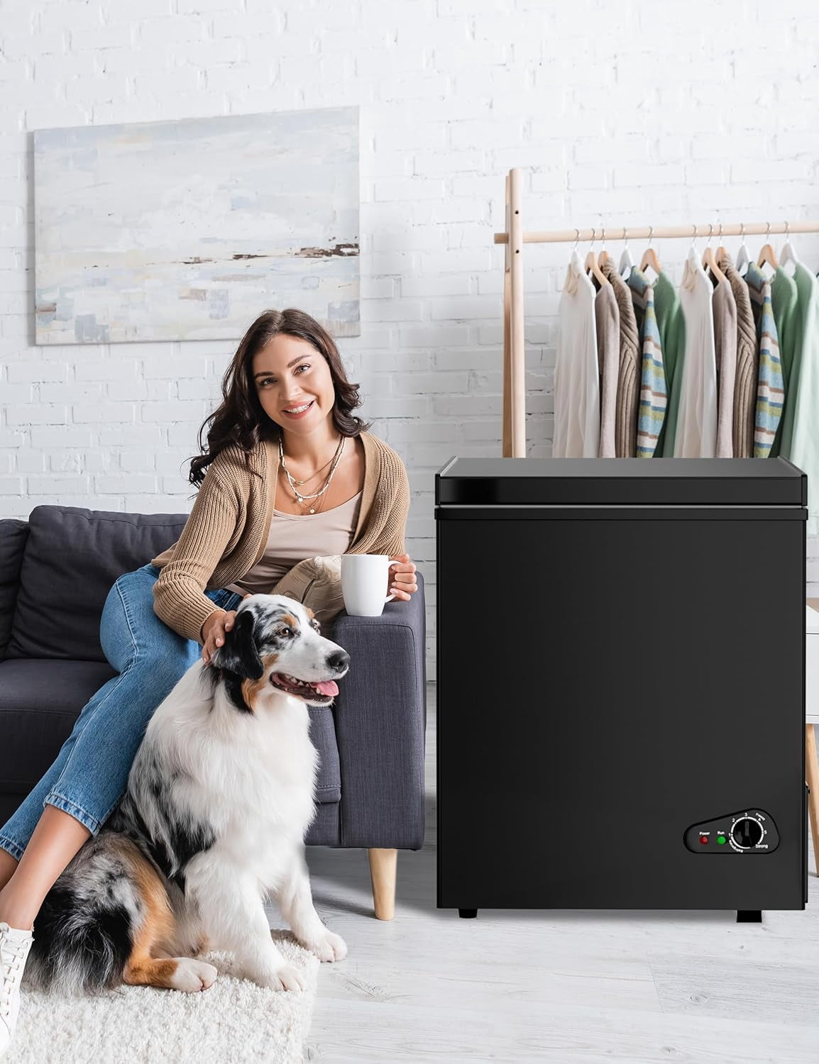 Kcpolre 2.8 Cu.Ft Mini Chest Freezer - 7 Modes Temperature Control, Compact Deep Freezer with Top Open Door, Removable Storage Basket - Black