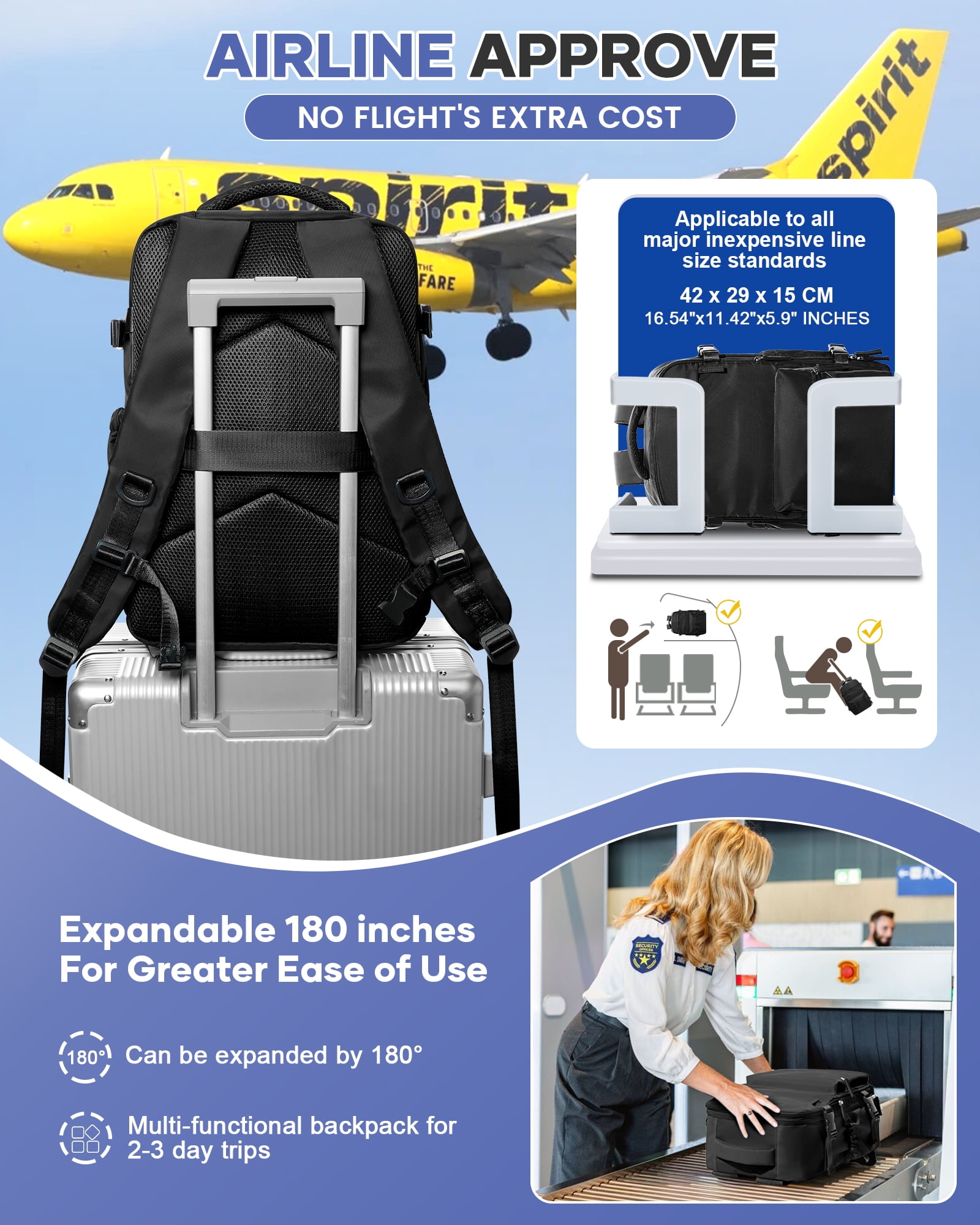 Large Vacuum Travel Backpack with Pump for Women,Airback Personal Item Carry on Backpacks Flight Approved 18x14x8 inches for Men,Laptop Waterproof Work Compression bags Casual Daypack,Black