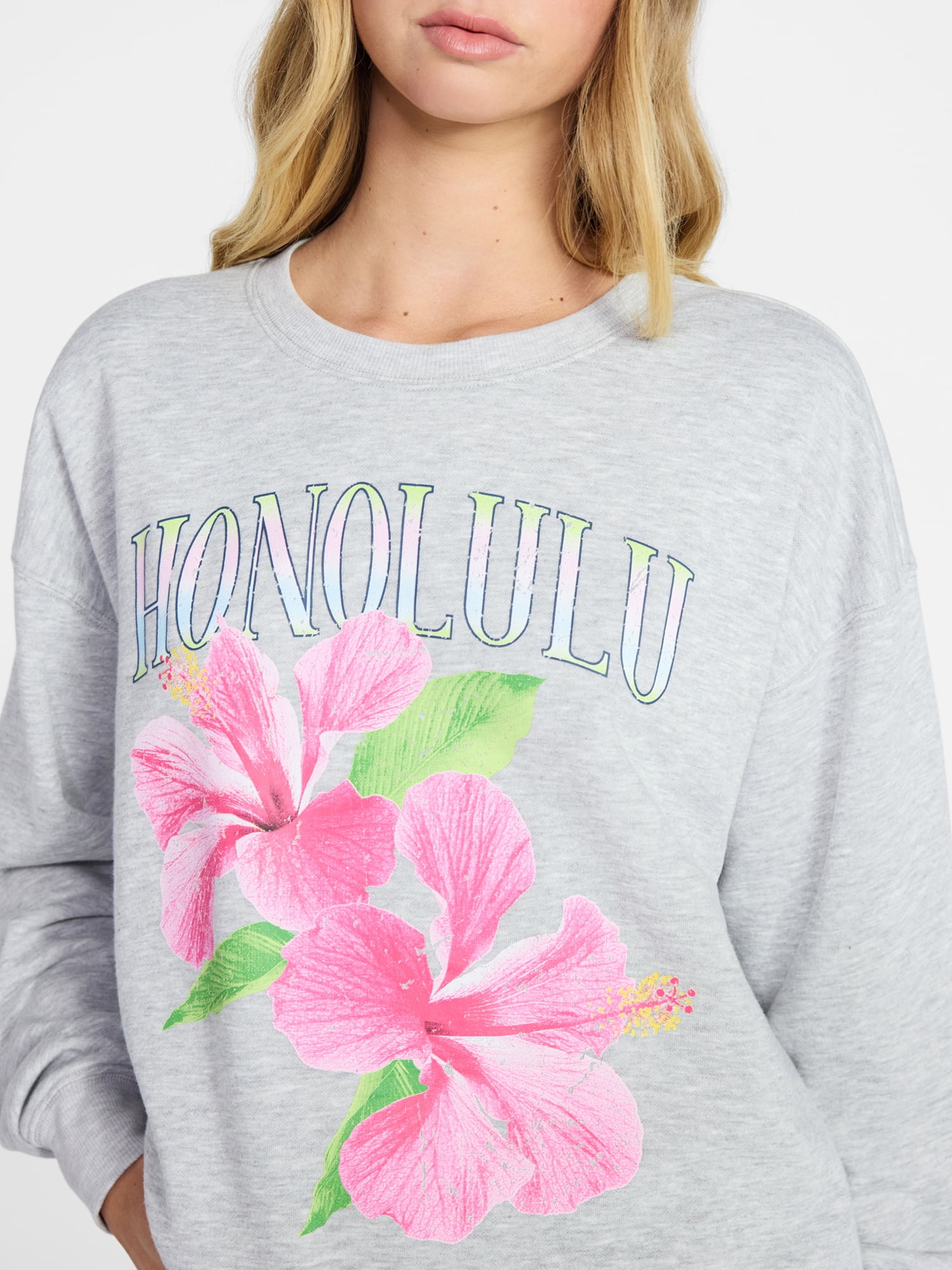 No Boundaries Graphic Crewneck Sweatshirt, Women's and Women's Plus Sizes XXS-4X