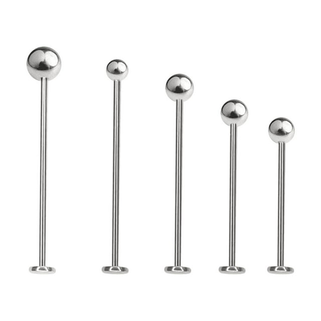 BodyJewelryOnline Threaded Labret Flatback Surgical Steel Extra Long 14G 16G with 3mm 4mm Top Ball