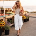 thumbnail image 6 of Petite Capri Pants Womens Wide Leg Palazzo 2026 Summer Casual Pull on High Waisted Barrel Lounge Flowy Cropped Beach Work Trousers Gray 2XL, 6 of 7