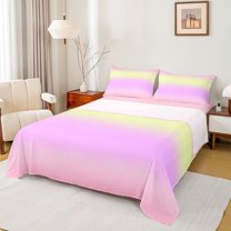 Manfei Boys Girls Watercolor Rainbow 4pcs Bed Sheets,Dreamy Princess King Sheets,Gradient Ombre Super Cozy Sheet Set,Super Cozy Room Decor