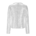 thumbnail image 5 of Womens Jackets Casual Fall New Women's Sequin Suit Jacket Open Front Slim Fitted Trendy Blazer Cardigan Long Sleeve Fashion Party Outfits White M, 5 of 6