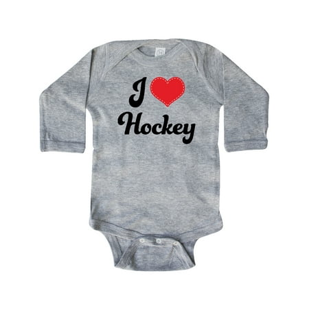

Inktastic I Love Hockey Gift Baby Girl Long Sleeve Bodysuit