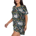 thumbnail image 2 of Naloa Cute Sloth Women's Short-Sleeved Pajama Set, Loungewear, Summer pajamas, Breathable Cozy - XX-Large, 2 of 9
