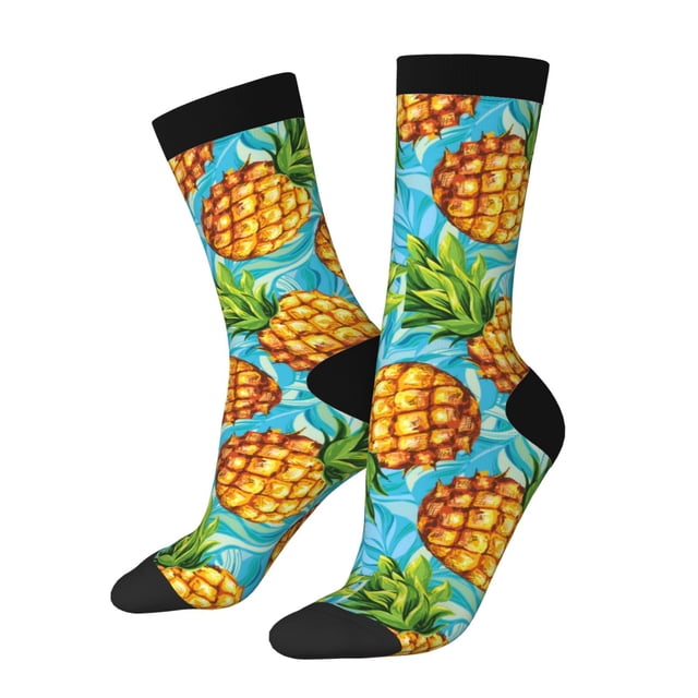 Fotbe Pineapple Calcetas Largas con Estampado para Hombre y Mujer – Calcetas de Compresión Transpirables y Elásticas, Viajar y Uso Diario Talla 5-11