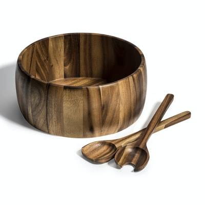 

Beautops X-Large Salad Bowl with Servers - brown - acacia wood