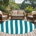thumbnail image 5 of 8ft Round Rug, Teal Striped Non-Skid Rubber Backing Large Area Rugs - Living Room Bedroom Home Office, Simple Art Vertical Stripe Farmhouse Indoor Floor Mat Carpets Washable Rug, 5 of 9