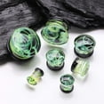 thumbnail image 3 of A Pair of Deco Neon Art Swirlesque Glass Double Flared Plug, 3 of 4