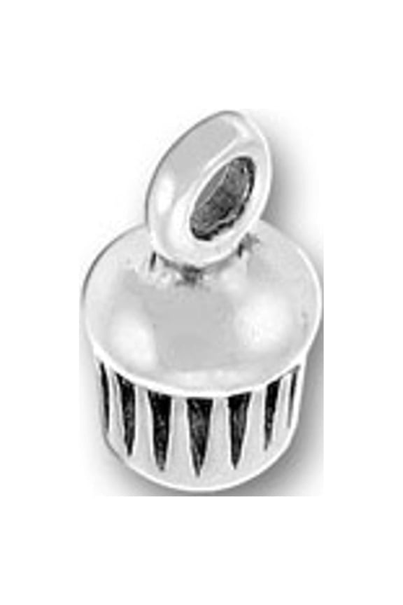 Sterling Silver 7" 4.5mm Charm Bracelet With Attached 3D Mini Cupcake Food Charm