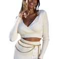 thumbnail image 1 of Seyurigaoka Vintage Knit Ribbed Sweaters for Women Fall Winter Simple Style Chic Crop Tops Long Sleeve V Neck Cropped Pullover Tops, 1 of 9