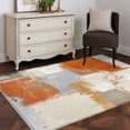 thumbnail image 3 of Burnt Orange Runner Rug 2.7x5 FT, Non Slip Entryway Carpet, Modern Geometric Grey Oil Painting Abstract Washable Soft Floor Carpet Entrance Mat Non-Shedding Throw Rug for Hallway Laundry Room Bedside, 3 of 9