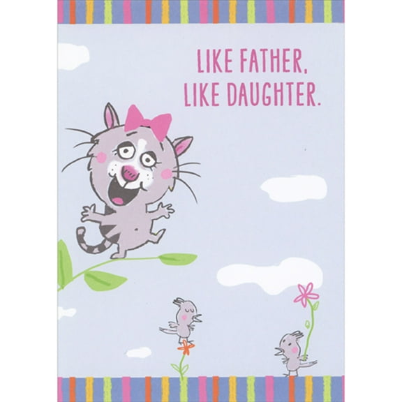 RSVP Cat Balancing on Branch: Like Father Like Daughter Funny / Humorous Father's Day Card from Daughter