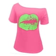 thumbnail image 6 of DDAPJ pyju 90s 80s Outfit for Women Party Disco Shirt Off The Shoulder Tops Vintage Off Shoulder Top Pink S, 6 of 7