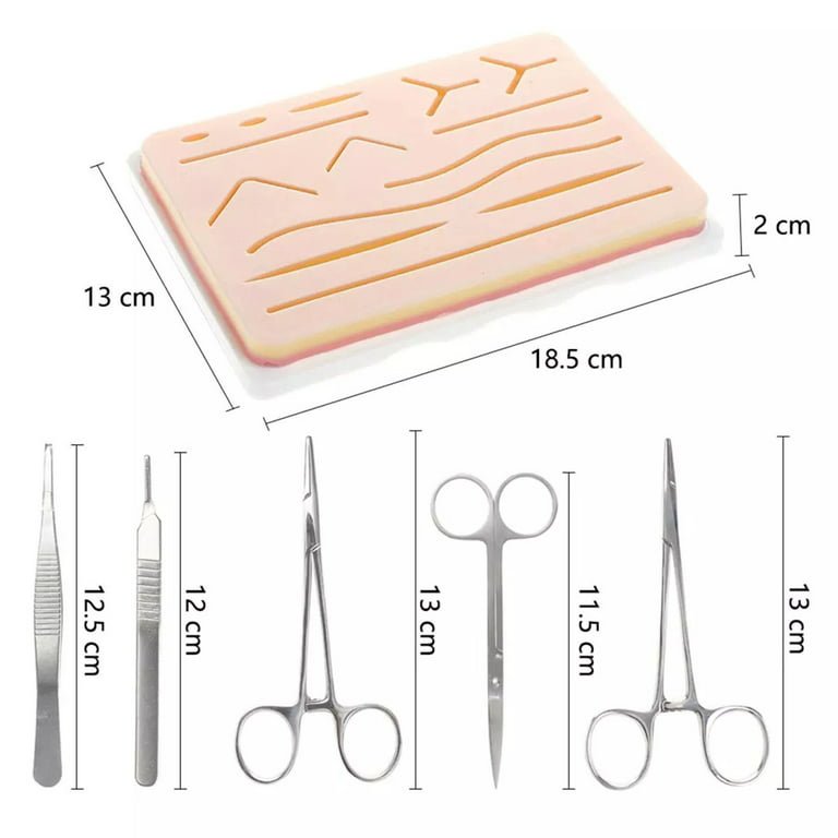 Complete Suture Practice Kit for Suture Training, Including Large Silicone  Suture Pad with pre-Cut Wounds and Suture Tool kit. Latest Generation  Model. 