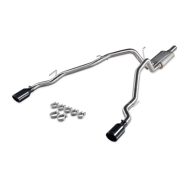 Flowmaster Exhaust System Kit 737860 Signature Series Cat-Back System; 304 Stainless Steel; With Muffler; 3 Inch Pipe Diameter; Single Exhaust With Dual Exit; Dual Split Rear Exit
