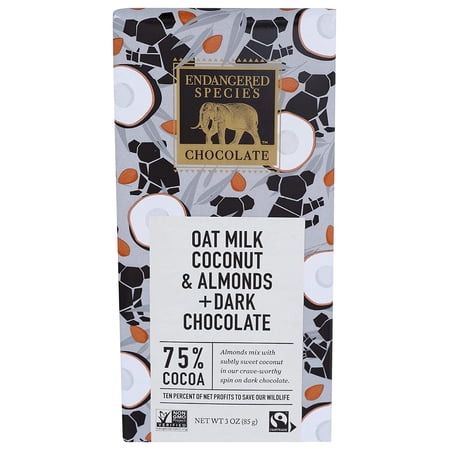 Endangered Species Oat Milk Dark Chocolate  Coconut & Almond 3 Oz | Pack of 12