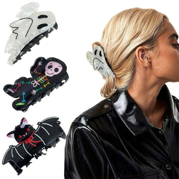 Yoyauz Halloween Hair Clip, Suitable For Thick And Thin Hair, Pumpkin Ghost Bat Design Hairstyle Accessories, Halloween Party Gift
