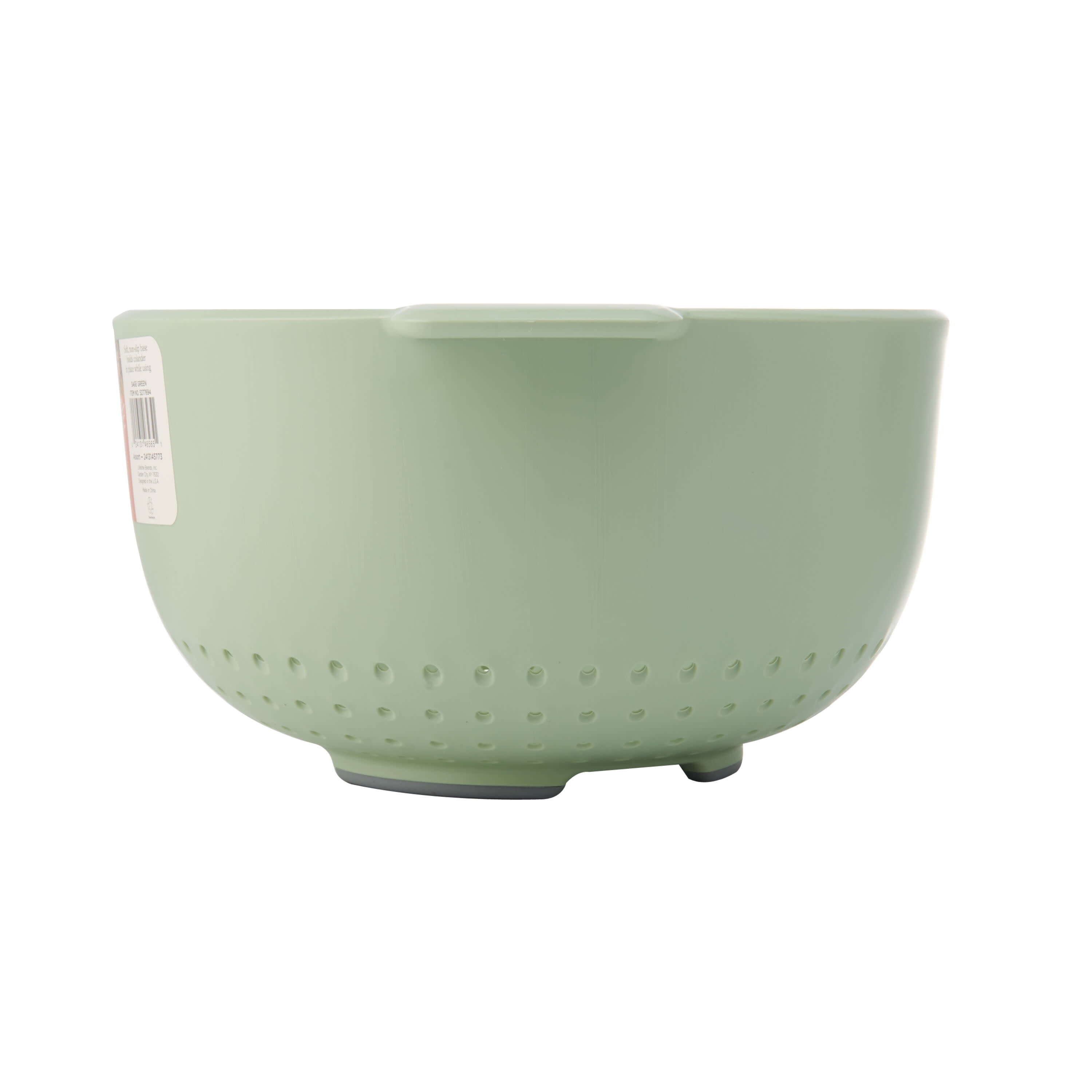 Beautiful 5-quart Plastic Colander with Integrated Handles in Sage Green by Drew Barrymore