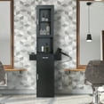 thumbnail image 2 of Imerelez Classic Barber Station, Salon Station with Locking Drawer, Glass Door, Storage Cabinets, Dryer Holders, Wood Hair Styling Equipment, Black, 2 of 8