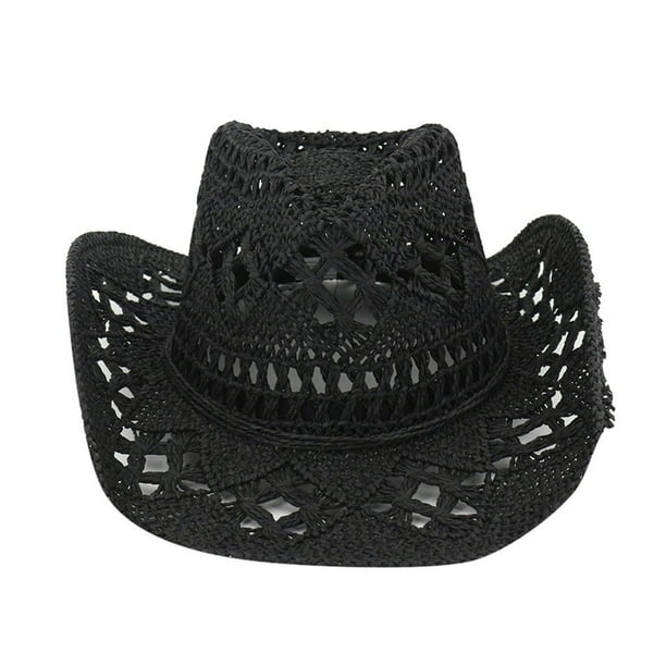 ¡Rebaja! Fdelink Fashion Lady - Gorra informal plegable, sombrero ancho de paja para el sol, para mujer y hombre (negro)