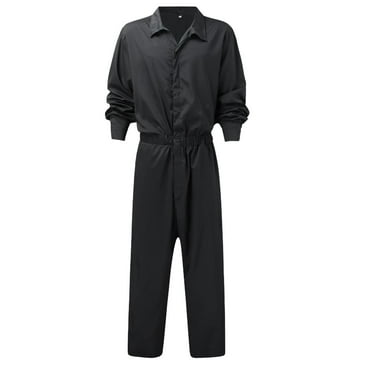 WMTBSRSW Long Sleeve Coveralls for Men Casual Button Down Elastic Waisted Jumpsuit Lightwieght Work Jumpsuit Mechanic Uniform