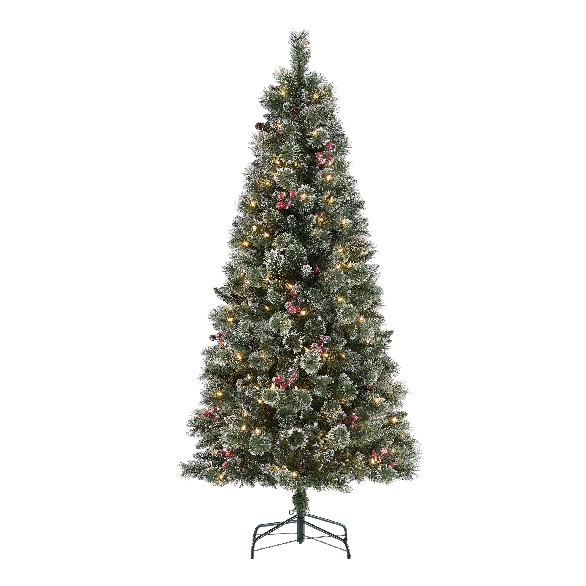 Holiday Time Slim 6.5-Foot Pre-Lit Glittering Frosted Pine Artificial Christmas
