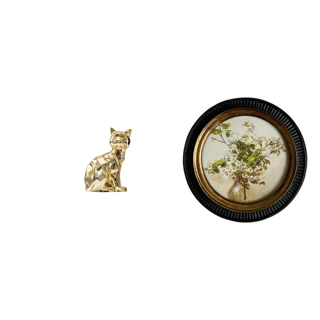 Figura de escritorio,Estatua de gato en estante,escritorio,oficina,decoración del hogar,Marco de fotos redondo,Marco de fotos redondo de resina con diseño retro europeo,Marco de fotos antiguo