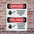 thumbnail image 4 of (2 Pack) High Voltage Authorized Personnel Bilingual OSHA Danger Sign 7 Inch X 10 Inch Indoor / Outdoor Rust-Free Aluminum Metal Signs for Workplace, Workshop, and Construction Site,, 4 of 8