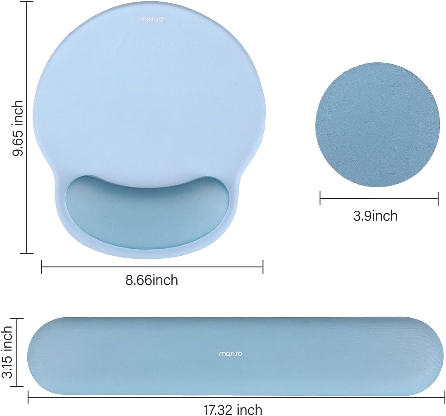 MOSISO Wrist Rest Support for Mouse Pad&Keyboard Set, Circle Curved Ergonomic Mousepad&Coaster Non-Slip Base Home/Office Pain Relief&Easy Typing Pad with Soft Cloth&Silicone Lining
