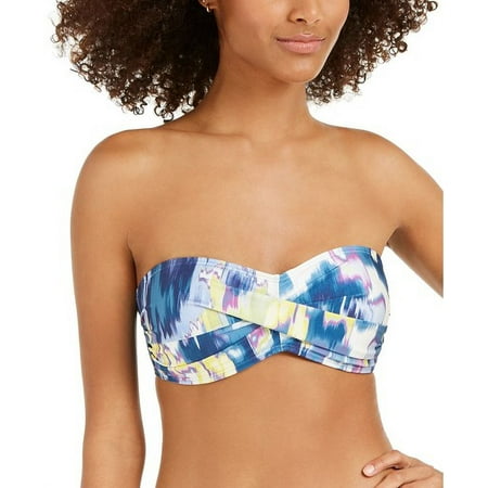 DKNY MOIRE FLORAL Printed Twist-Front Bikini Swim Top  US Small