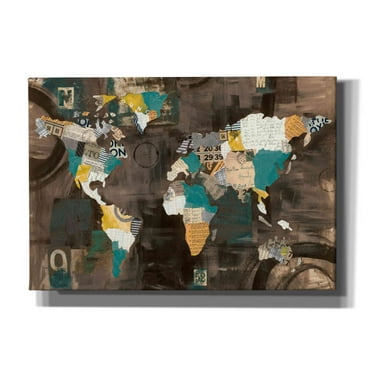 Epic Graffiti 'Golden World on Brown' by Courtney Prahl, Canvas Wall Art, 26"x18"