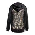 thumbnail image 5 of Trendfront Womens Lace Panel Hoodies Hooded Neck Long Sleeve Sheer Cutout Back Kangaroo Pocket Relaxed Fit Casual Pullover Sweatshirts, 5 of 5