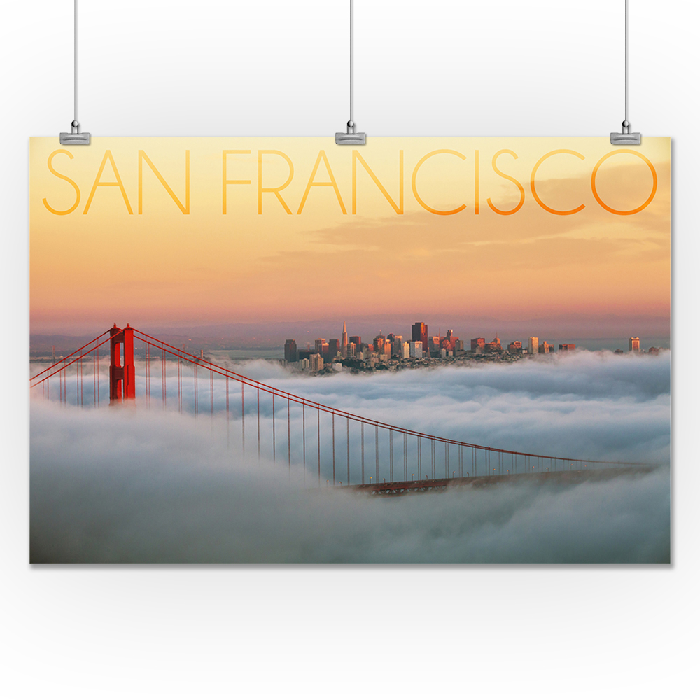 San Francisco, California, Golden Gate Bridge and Fog (24x36 Giclee Gallery Art Print, Vivid Textured Wall Decor) - image 2 of 3