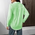 thumbnail image 3 of Satingcolo Gauze Shirts for Women Button Down Dress Blouses Summer Cozy Long Sleeve Textured Collared Fall Work Cruise Outfits Green S, 3 of 3